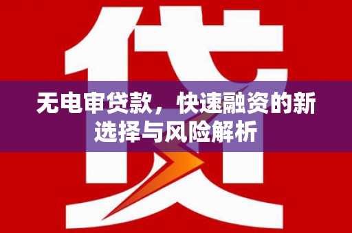 南部无电审贷款，快速融资的新选择与风险解析